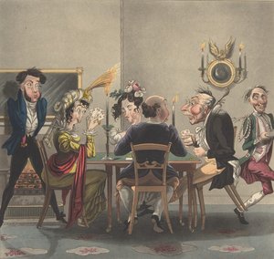 Uma verdadeira borracha! Em Whist, ca. 1825., c. 1825.