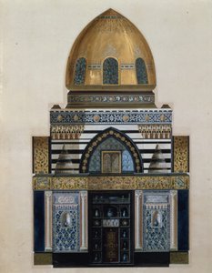 Projeto para o Salão Árabe em Leighton House, Londres, 1880 (wc, guache) de George II Aitchison