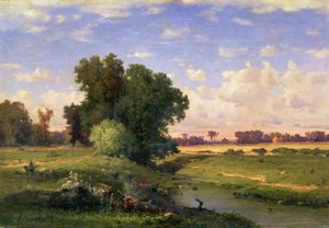 Hackensack Meadows, pôr do sol, 1859 de George Inness