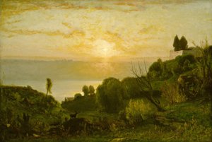 Lago Albano, pôr do sol, c. 1874. de George Inness