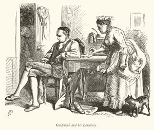 Oliver Goldsmith e a sua senhoria (gravura)