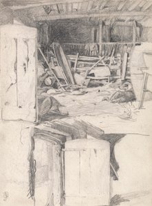 Estudo para "The Goose", 1867: Interior de um celeiro