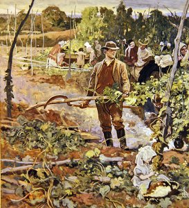 Os Gleaners (lápis e aguarela sobre papel) de George John Pinwell