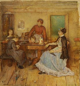 Dia de visita, data desconhecida (aguarela sobre papel) de George John Pinwell