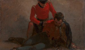 Um 42º Highlander a assistir a um General do 7º Hussardos, possivelmente Henry William Bayly, primeiro conde de Uxbridge, mais tarde primeiro Marquês de Anglesey: um estudo para 