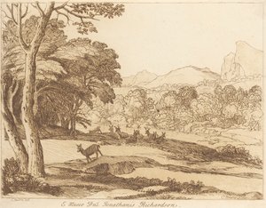 Sem título: Paisagem com veados de George Knapton
