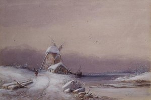 Winter Landscape (aguarela sobre papel) de George Knox