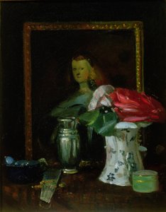 Ainda vida de rosas, retrato, vaso e ventilador