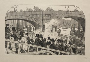 O córrego vivo na ponte de Londres - sob a ponte, 1863.