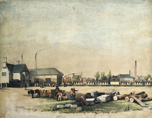 A locomotiva "Paisley" e o comboio chegam ao depósito da Paisley and Renfrew Railway de George Martin