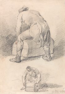 Um Homem a Levantar um Tronco, Dois estudos numa só folha de George Morland