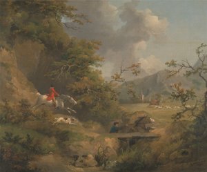 Caça à raposa em terrenos montanhosos de George Morland