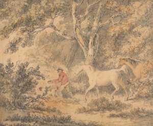 Paisagem com Cavalos, Agricultor e Cão de George Morland