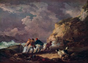 Seashore: Pescadores que transportam em um barco, 1791.