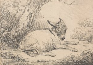 Estudo de um burro debaixo de uma árvore de George Morland