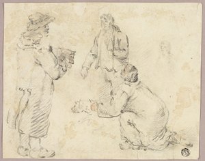 Três homens com cães de George Morland