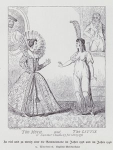 Demasiado Muito e Pouco, Roupa de Verão para 1556 e 1796 (litho) de George Moutard (after) Woodward