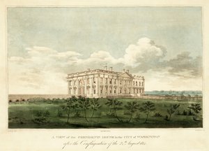 Uma vista da casa dos presidentes na cidade de Washington após a conflagração do 24 de agosto de 1814, bar. 1814 de George Moutard Woodward