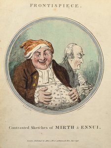 Esboços Contrastados de Mirth e Ennui (gravura colorida à mão)