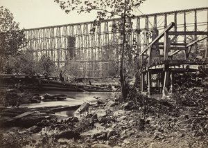 Ponte de cavaletes em Whiteside de George N. Barnard
