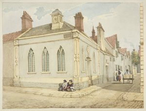 Trinity Chapel and Almshouse (lápis e aguarela sobre papel) de George Orleans Delamotte