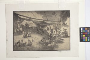 Correspondência e Pesagem das Aves (gravura, gravura suave e aquatint em papel de creme tecida)