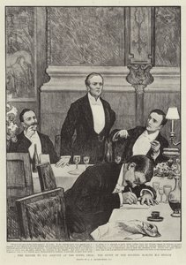 O jantar para o Sr. Asquith no Hotel Cecil, o convidado da noite fazendo seu discurso de George Percy Jacomb Hood
