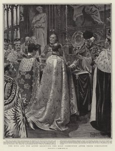 O rei e a rainha recebendo a sagrada comunhão após a sua coroação de George Percy Jacomb Hood