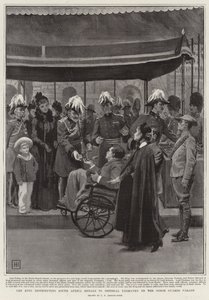 O rei que distribui as medalhas da África do Sul para a Imperial Yeomanry na Parada dos Horse Guards de George Percy Jacomb Hood