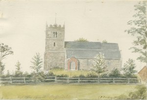 Igreja de High Offley: pintura a cores de água, 1821