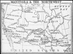 Mapa de Manitoba e noroeste, Canadá, c1893