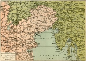 Mapa da frente de combate italiana, 1919.