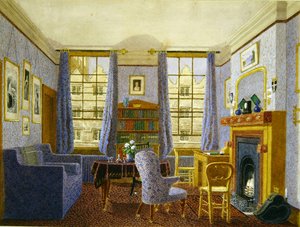 Uma sala de estar de graduação, Christ Church, Oxford (aquarela sobre papel)