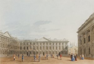 Peckwater Quad olhando para o leste, Christ Church, Oxford, 1850 (tinta e papel sobre papel)