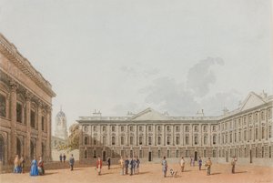 Peckwater Quad olhando para o oeste, Christ Church, Oxford, 1850 (tinta e papel sobre papel)