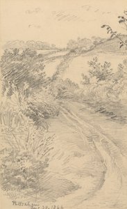 Uma Pista Ocupada com um Campo Além de George Richmond