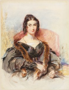 Retrato de uma mulher, c.1830-1835 (aguarela com grafite realçada com tinta branca) de George Richmond