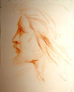Estudo de retrato de Samuel Palmer, c.1828-29 (giz vermelho sobre papel) de George Richmond