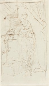 Uma senhora elegante com um vestido clássico [recto] de George Romney