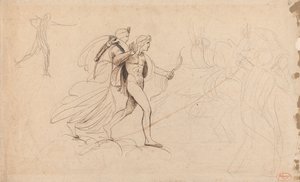 Apolo, Diana e o Cavaleiro em «A Morte dos Filhos de Niobe» de George Romney