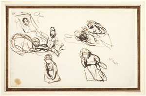 Crianças sentadas no chão, possivelmente esboços para «Infant Shakespeare com Tragédia e Comédia» de George Romney