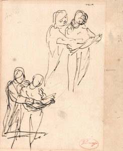 Casal a examinar um livro de George Romney