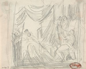 Davi a tocar harpa para o rei Saul de George Romney