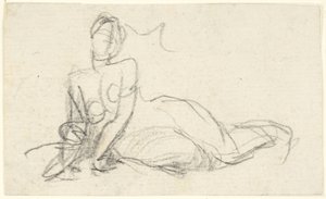 Figura feminina sentada no chão de George Romney