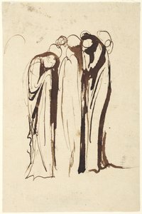 Grupo de figuras em pé a chorar de George Romney
