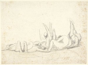 Grupo de figuras em sofrimento no chão  (esboço para «Howard visiting prisons») de George Romney