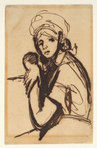 Meia-figura de uma jovem mulher de George Romney