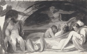 Howard Visiting a Prison (caneta e tinta e lave sobre grafite em papel vergê) de George Romney