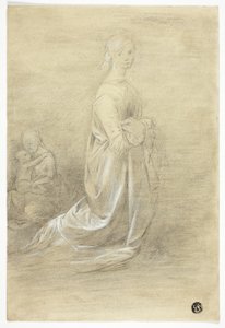 Mulher ajoelhada, mãe e filho sentados de George Romney