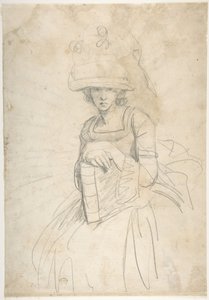 Senhora a segurar um livro (anverso); Esquema de disposição das cores numa paleta (verso) de George Romney